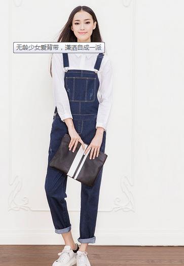 背带裤时毛新穿搭