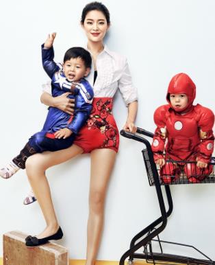 王媛可图片：王媛可老公王雨双胞胎儿子照片