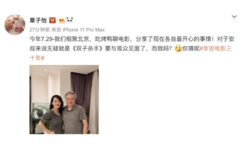 章子怡李安相聚怎么回事 用双子梗暗指怀有二胎