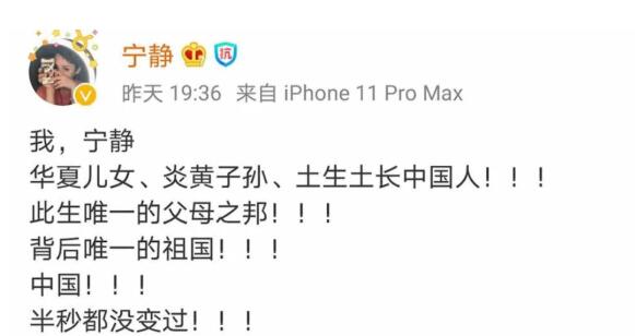 宁静否认改国籍 霸气回应称自己是中国人半秒都没变过 宁静否认改国籍 霸气回应称自己是中国人半秒都没变过