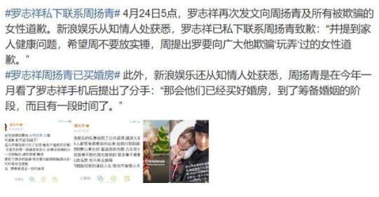 罗志祥周扬青已买婚房 罗志祥曾私下求周杨青不要实锤