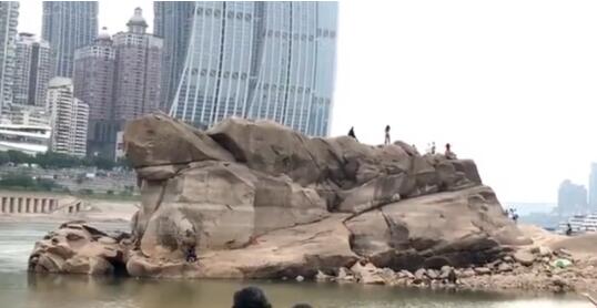 重庆千年神龟奇石露出江面 现场画面曝光众多市民才来围观 重庆千年神龟奇石露出江面 现场画面曝光众多市民才来围观