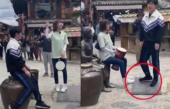 郭京飞王珞丹坐雕塑踩石碑 究竟是素质低还是网友小题大做 郭京飞王珞丹坐雕塑踩石碑 究竟是素质低还是网友小题大做