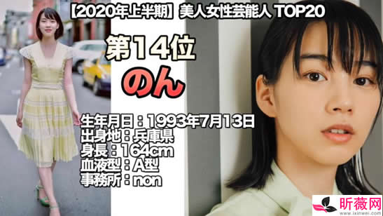 2020日本女演员排行前20名：俏丽清纯的人气女明星