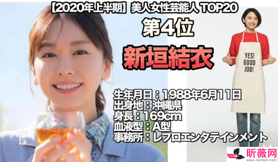 2020日本女演员排行前20名：俏丽清纯的人气女明星