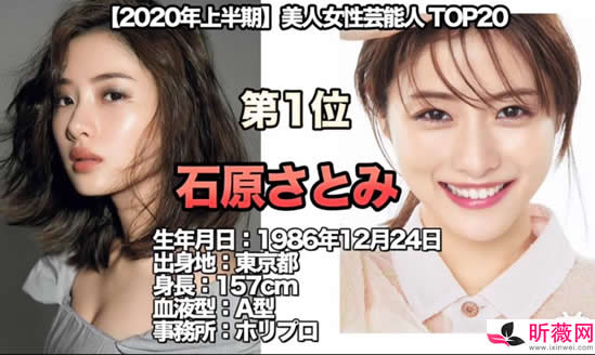 2020日本女演员排行前20名:俏丽清纯的人气女明星