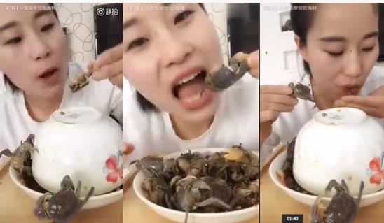 美女直播活吃小螃蟹 疾控专家说NO!这病多人已中招(图) 美女直播活吃小螃蟹 疾控专家说NO!这病多人已中招(图)