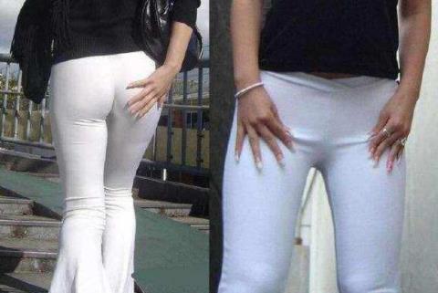 女穿白色紧身裤的正面：紧身裤显高显瘦倍受女人喜爱