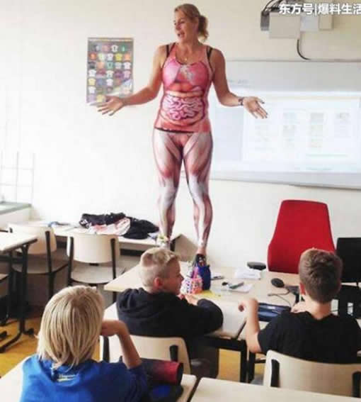 女老师亲身当模型脱衣示范：为学生讲解身体构造（图）