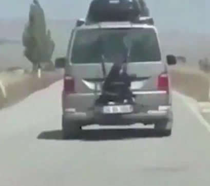 父亲将女儿栓车尾：13岁女儿栓车尾驰行（图）