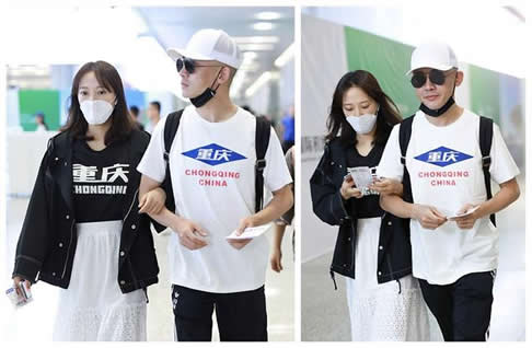 聂远与老婆情侣装：打扮清爽十指相扣超恩爱（图）