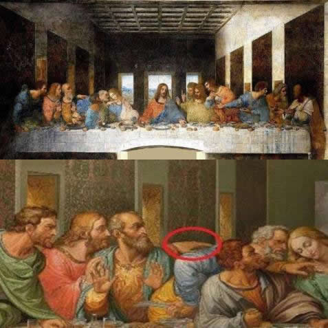 最后的晚餐多了一只手:被隐藏了细致极恐(图) 最后的晚餐多了一只手:被隐藏了细致极恐(图)