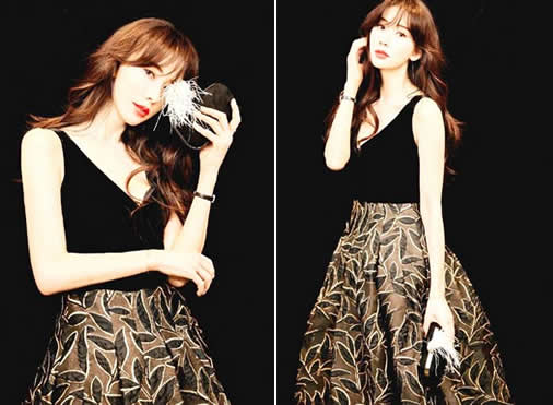 林志玲妩媚显飘逸：抹胸长礼服优雅妩媚女人味