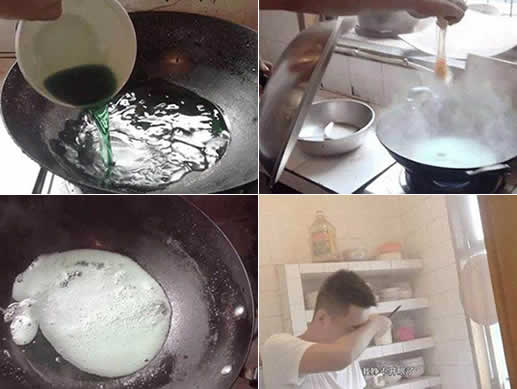 男子作死用风油精来煎鸡蛋吃（你想尝尝吗）