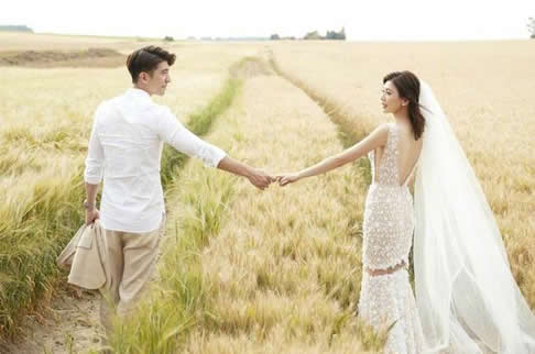 贾静雯晒婚纱照：纯洁美丽（图）