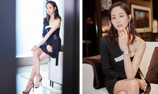 张钧宁性感露香肩：露肩西装裙精致知性的魅力（图）