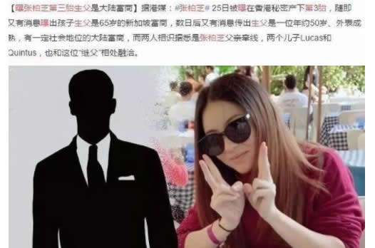 张柏芝承认三胎：爸爸身份揭晓（母子四人同框卡通照）