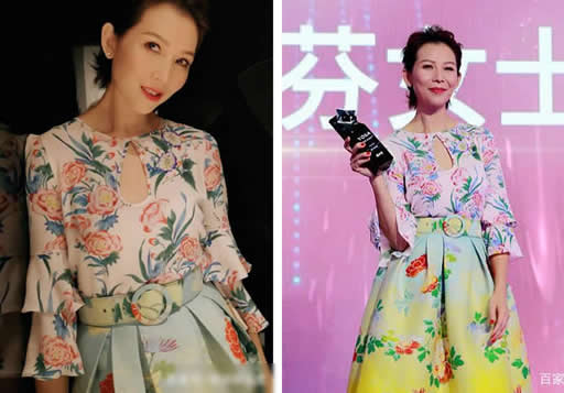 46岁蔡少芬扮嫩照片:蔡少芬花色收身长裙美艳(图) 46岁蔡少芬扮嫩照片:蔡少芬花色收身长裙美艳(图)