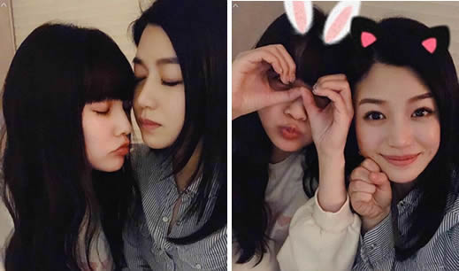 杨丞琳晒姐妹合影近照：杨丞琳陈妍希合照对镜头卖萌