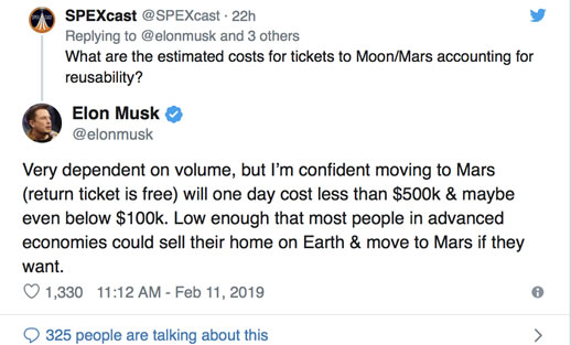 前往火星的票价曝光：可以去火星了你要购买吗