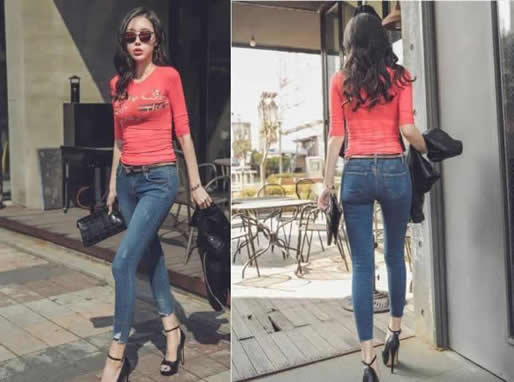 日常穿搭简单牛仔裤：凸显修长迷人美腿（图）