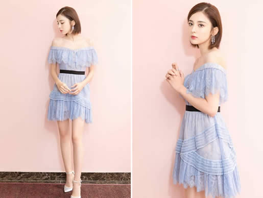 古力娜扎渐变蓝裙图片：古力娜扎穿搭时尚确实美艳