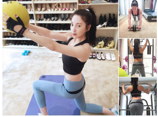 张雨绮性感健身照片：身材好到爆（明星健身照盘点）
