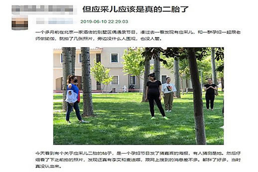 应采儿疑似怀二胎是真的吗：为什么说应采儿怀二胎