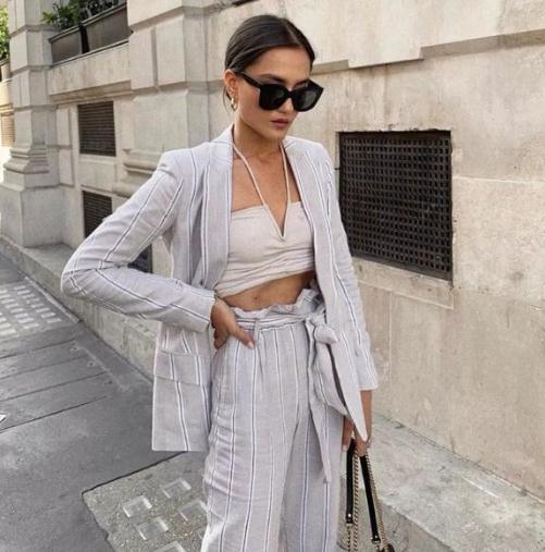 2019早秋纸袋裤火了：纸袋裤显高显瘦穿搭示范