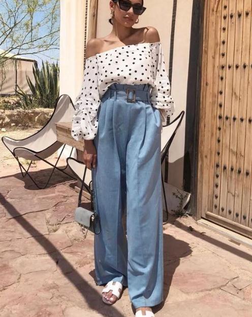 2019早秋纸袋裤火了：纸袋裤显高显瘦穿搭示范