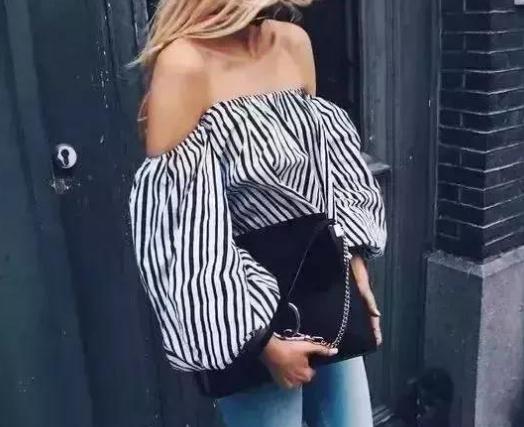 女神时髦一字领搭配：气质又清凉且还有点小性感