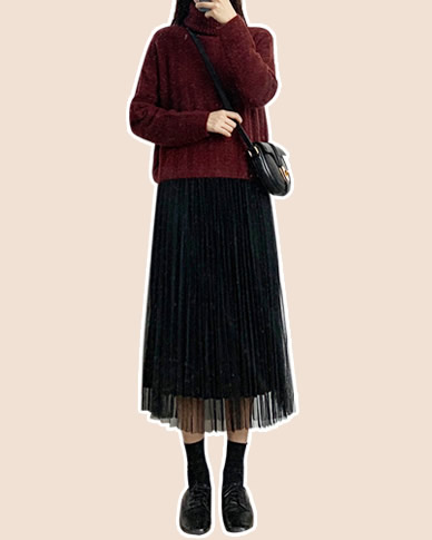 黑色半身长裙4款潮流搭配：满足你的少女心快get起来