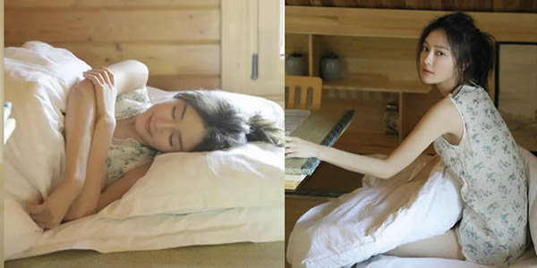 秦岚性感照  碎花裙搭配白色蕾丝撩力十足