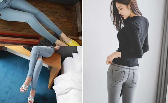 2021翘臀美女图片 2021春季时尚出街穿紧身牛仔裤