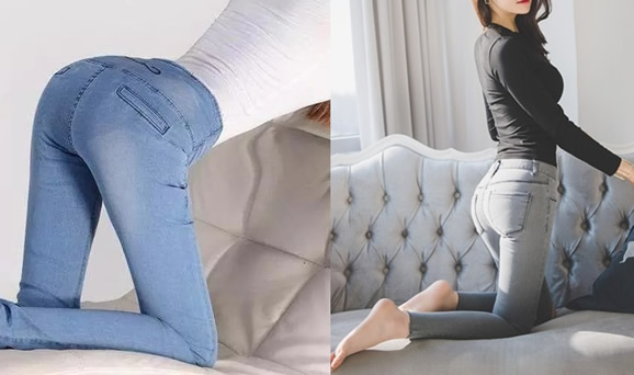 2021翘臀美女图片 2021春季时尚出街穿紧身牛仔裤