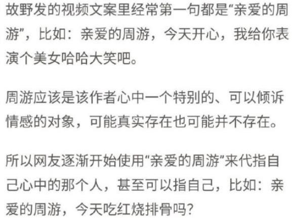 亲爱的周游是什么意思  这个梗为什么火了